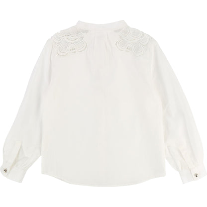 Girls Off White Cotton Shirt