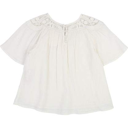 Girls Off-white Cotton Top