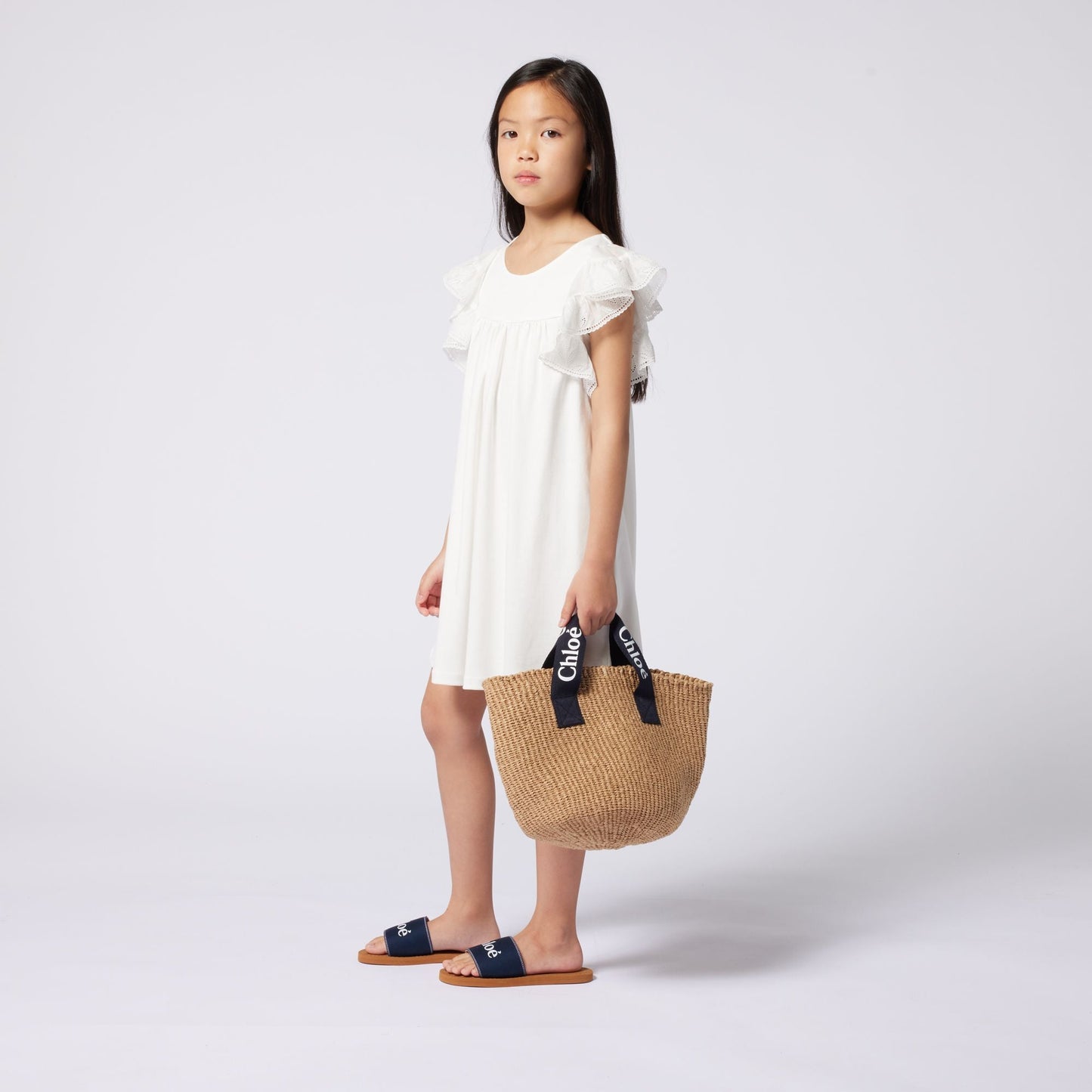 女童米色编织手提包(长33cmx高22cm)