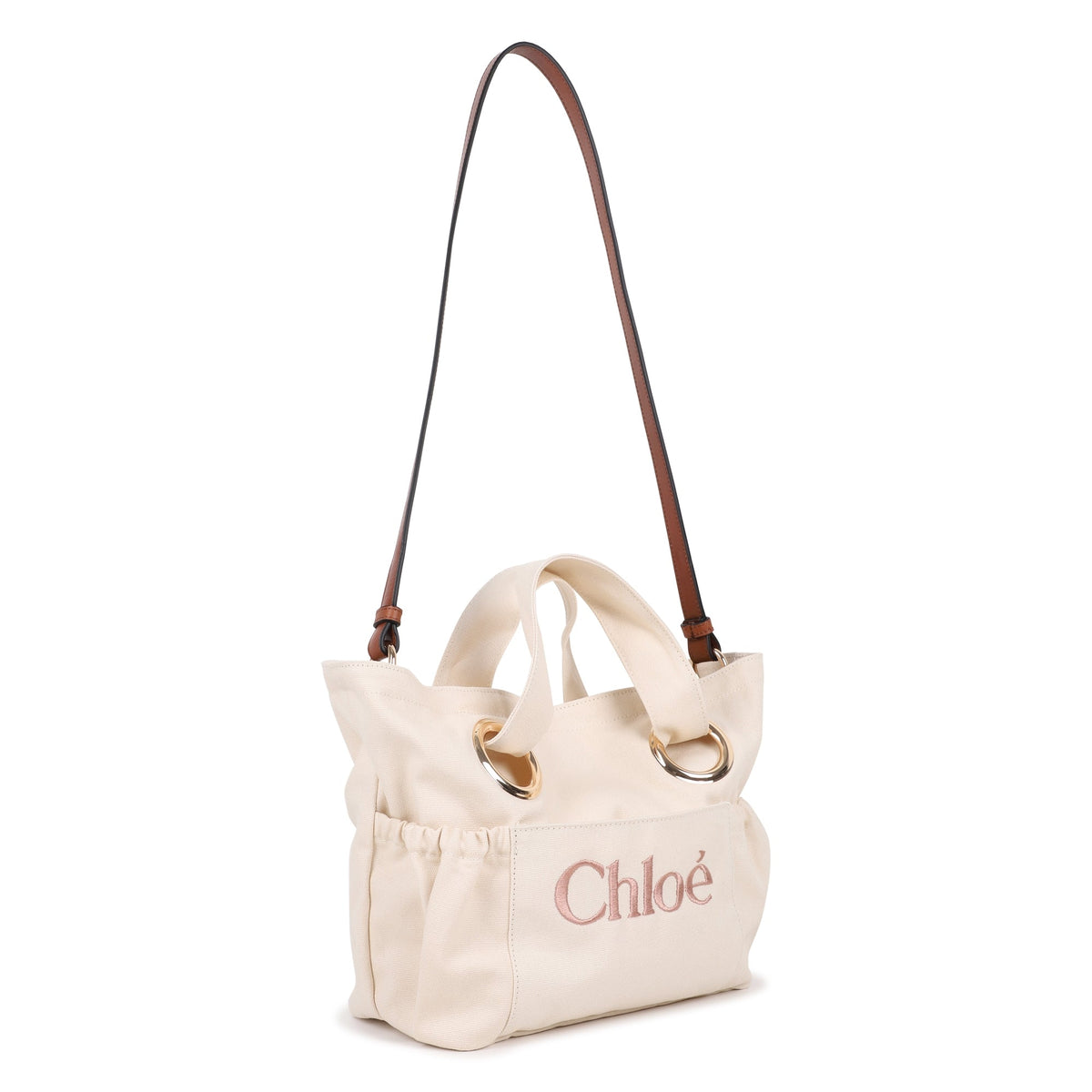 女童米白色刺绣Logo手提包(W40 x H25 x D12cm)
