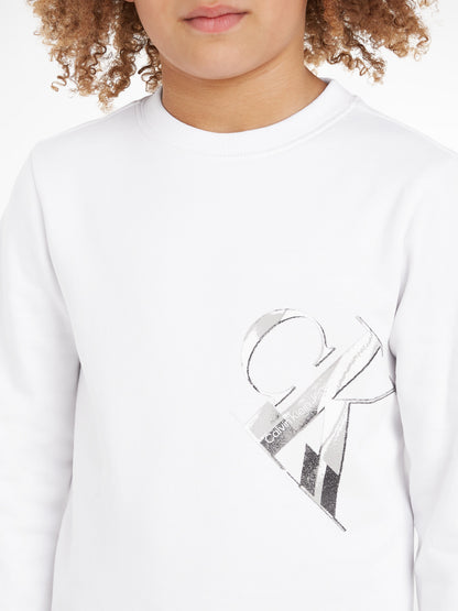 Calvin Klein Boys Hyper Real Monogram Sweatshirt in White
