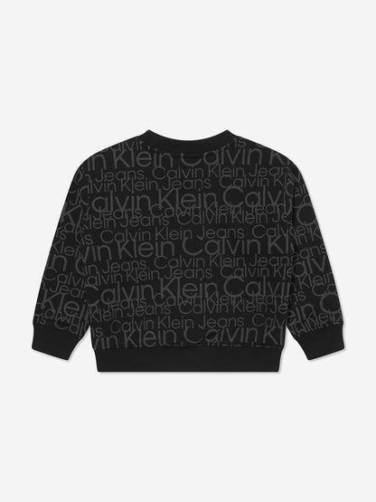 Calvin Klein Boys Glow In The Dark AOP Sweatshirt in Black