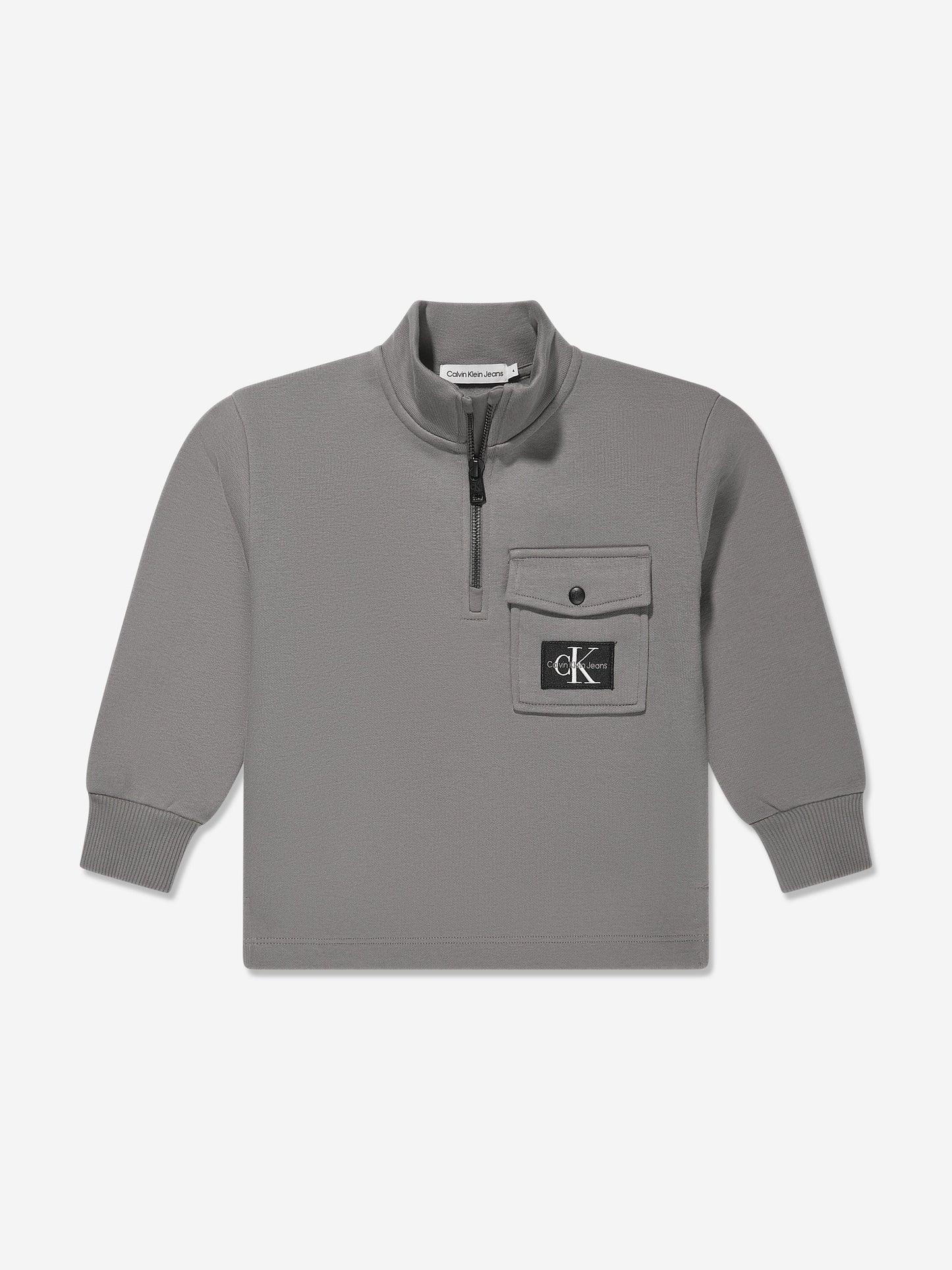 Calvin Klein Boys Half Zip Fleece Popover in Grey