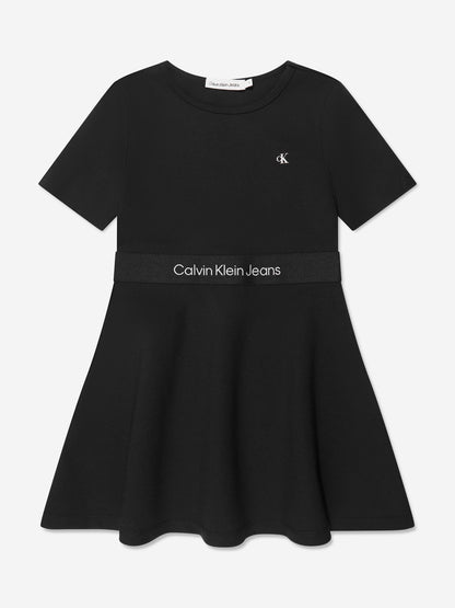 Calvin Klein Girls Punto Tape Dress in Black
