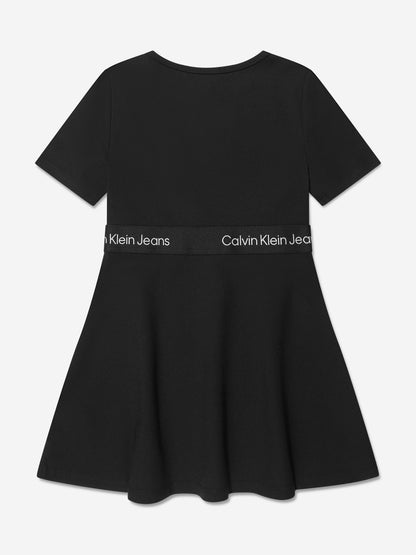 Calvin Klein Girls Punto Tape Dress in Black