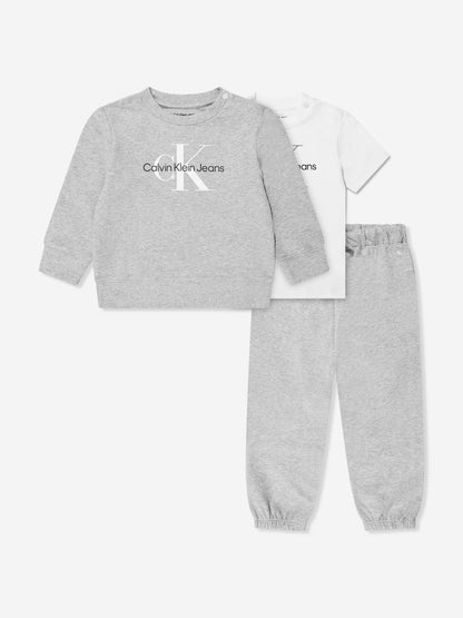 Calvin Klein Baby Monogram 3 件套礼品套装（灰色）