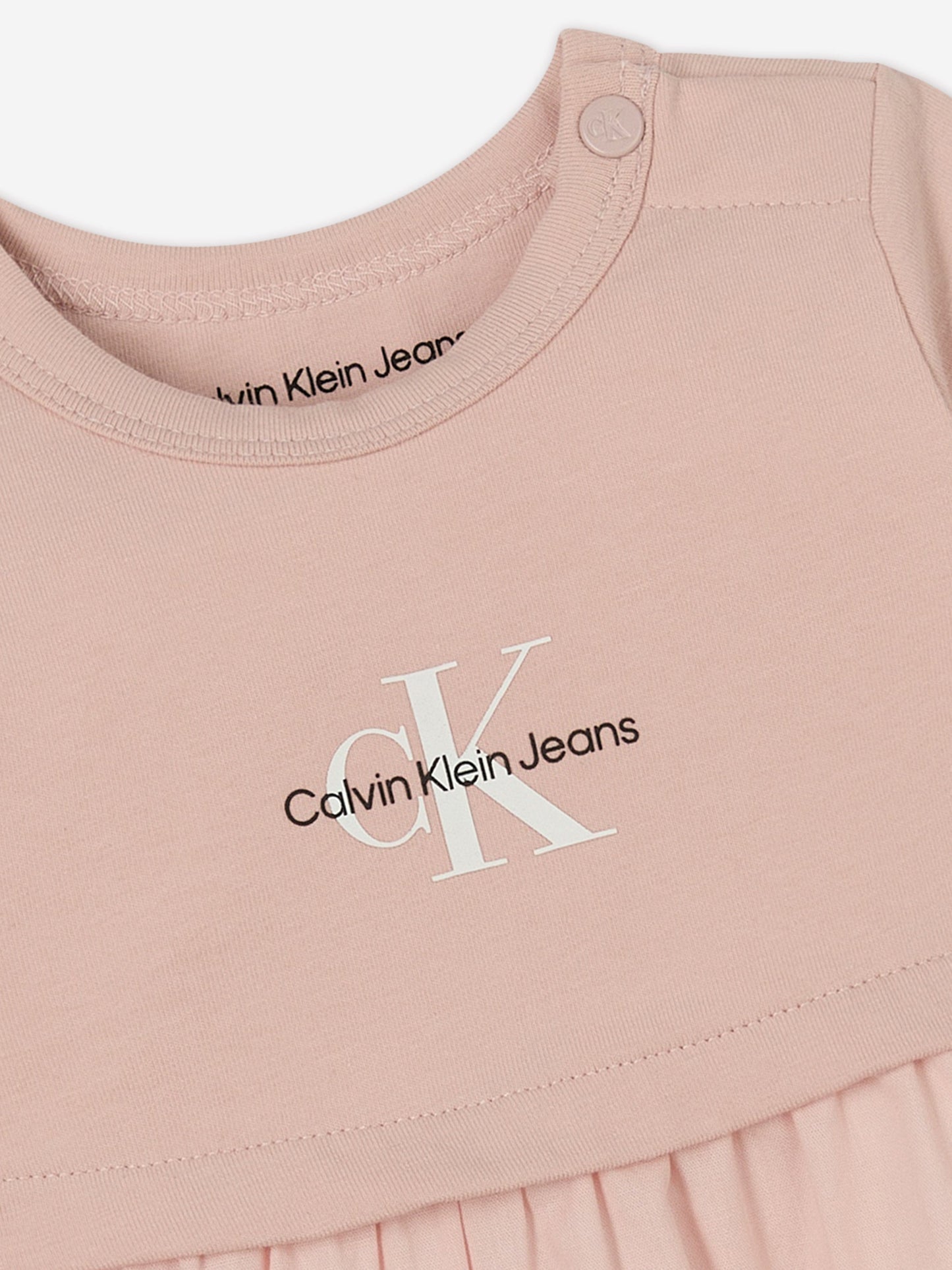 Calvin Klein 女婴粉色字母徽标连衣裙