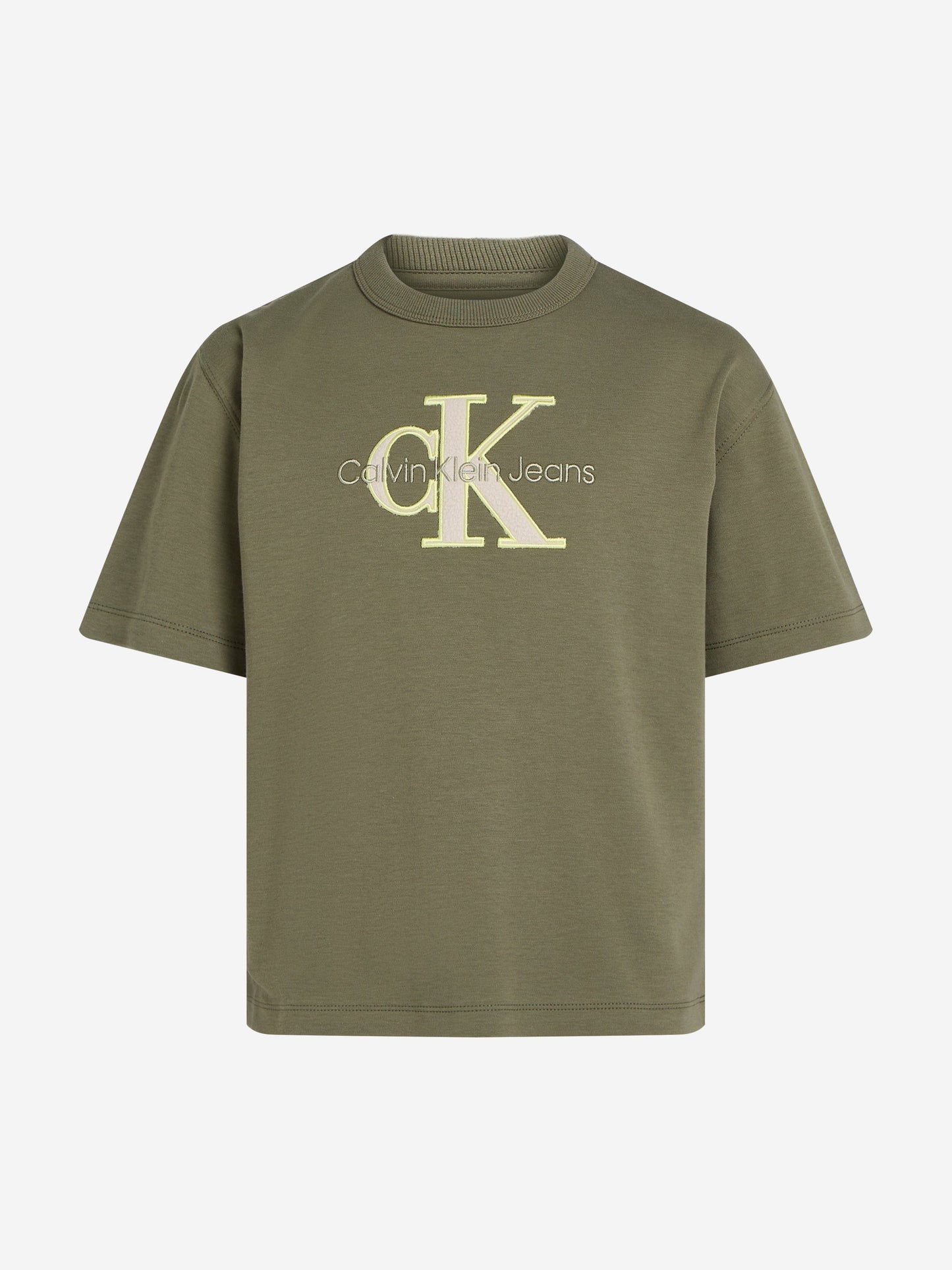 Boys Outlined Fleece Monogram T-Shirt in Green