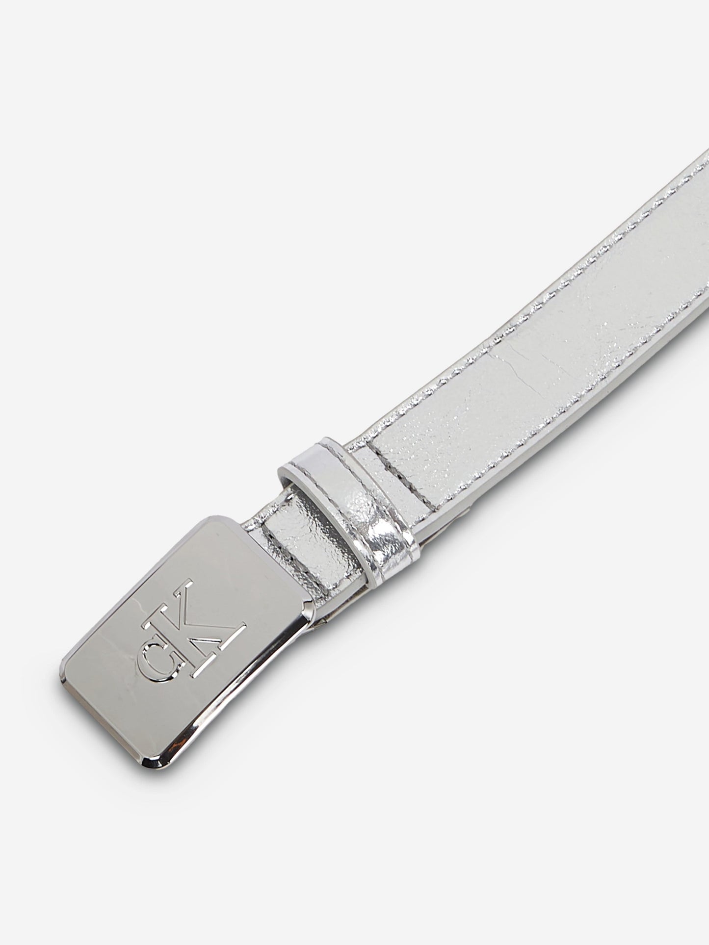 Girls Metallic Buckle Belt in Silver