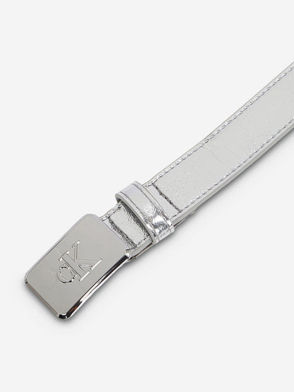 Girls Metallic Buckle Belt in Silver