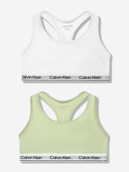 Calvin Klein Girls 2 Pack Bralette Set in Green