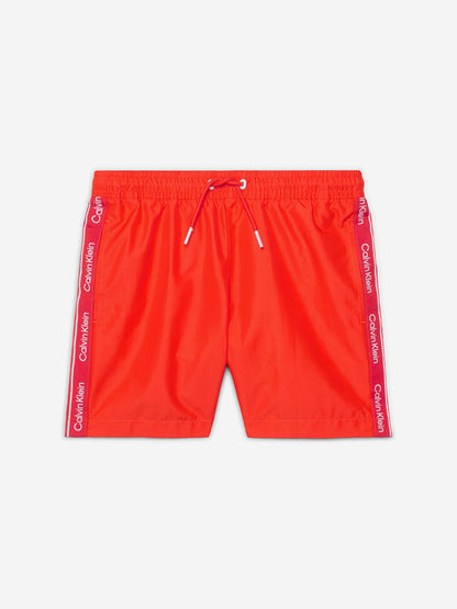 Calvin Klein Boys Drawstring Swim Shorts in Red