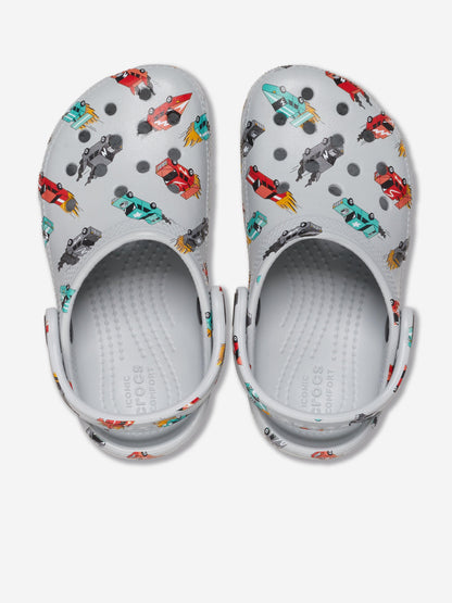 Boys Classic Race Cars Graphic Clog in Grey