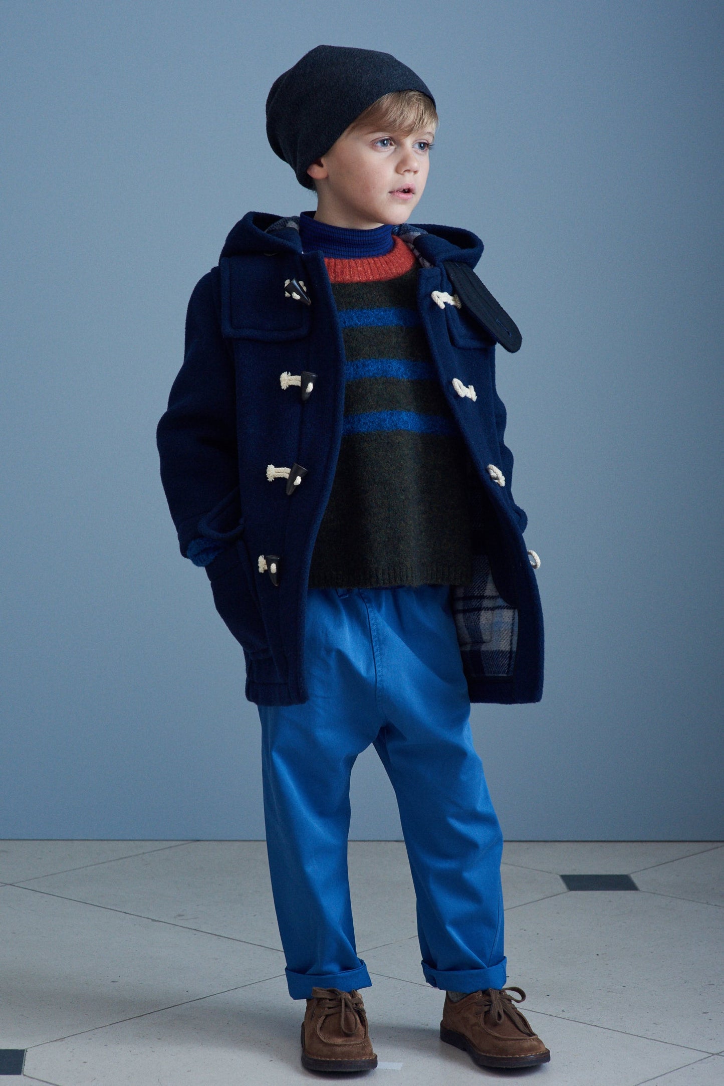 儿童蓝色棉长裤