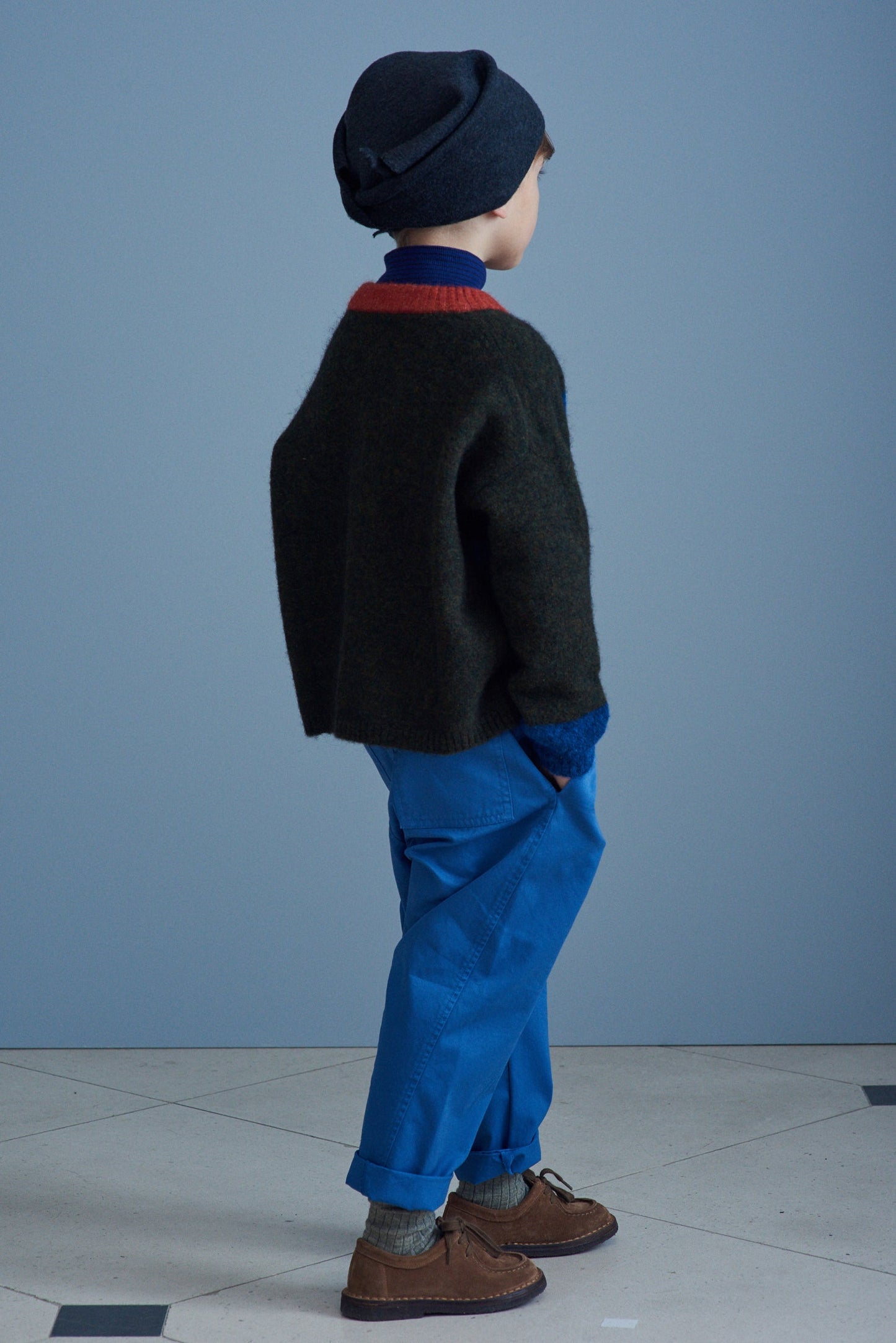 儿童蓝色棉长裤