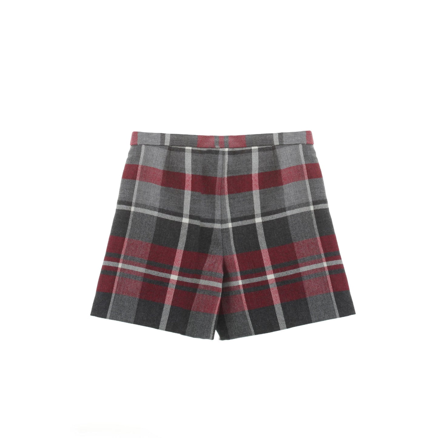 Girls Grey & Red Quadri Check Tartan Skirt