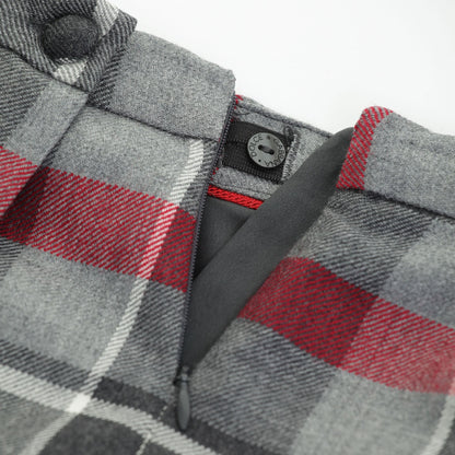 Girls Grey & Red Quadri Check Tartan Skirt