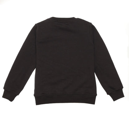 Girls Black Embroidered Trims Cotton Sweatshirt