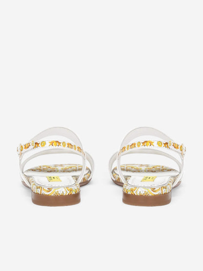 Dolce & Gabbana 女童黄色 Maiolica 皮革凉鞋