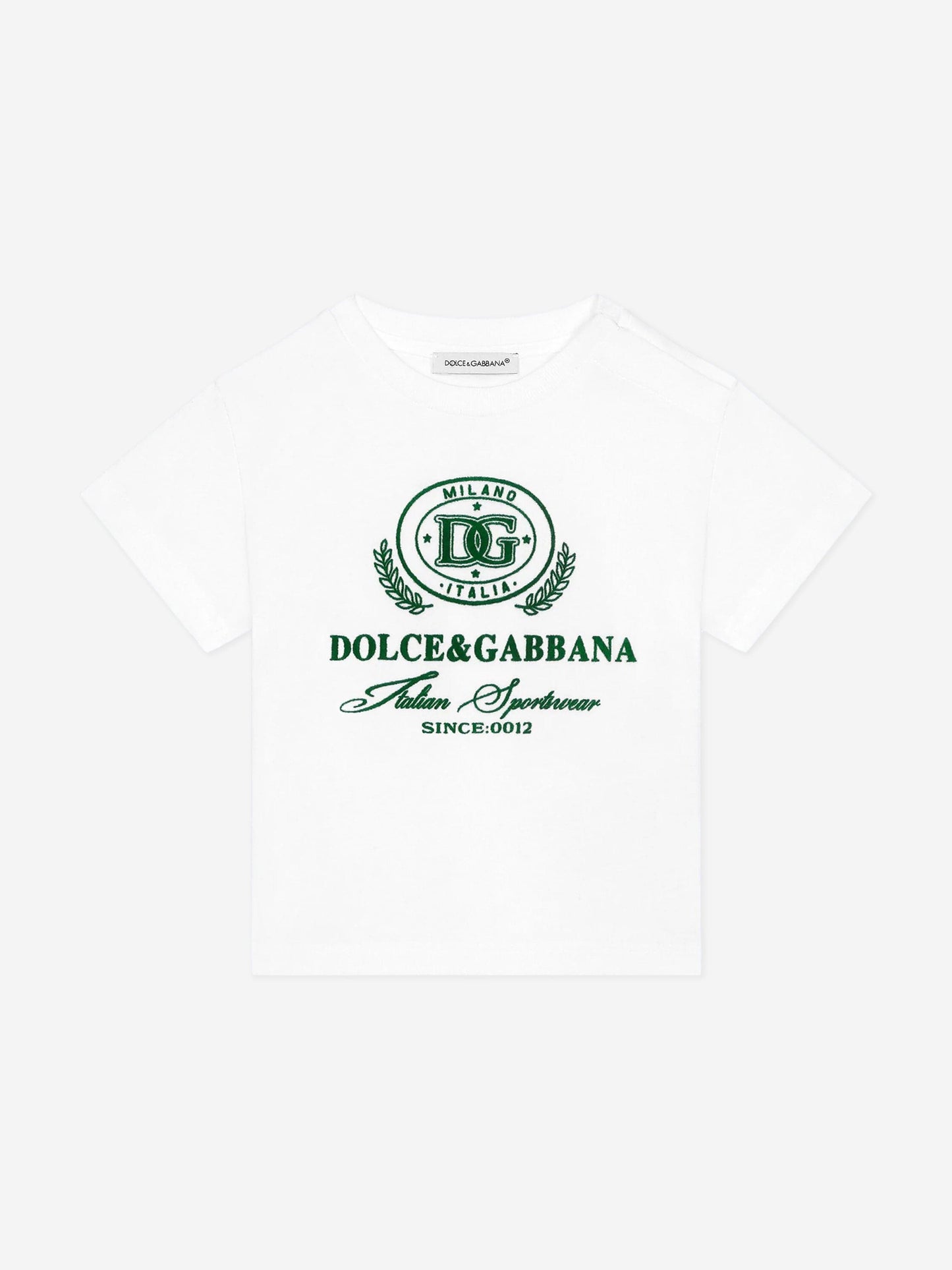 Dolce & Gabbana 男婴白色植绒徽标 T 恤
