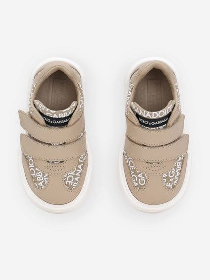 Dolce & Gabbana Kids 金色帆布和皮革运动鞋