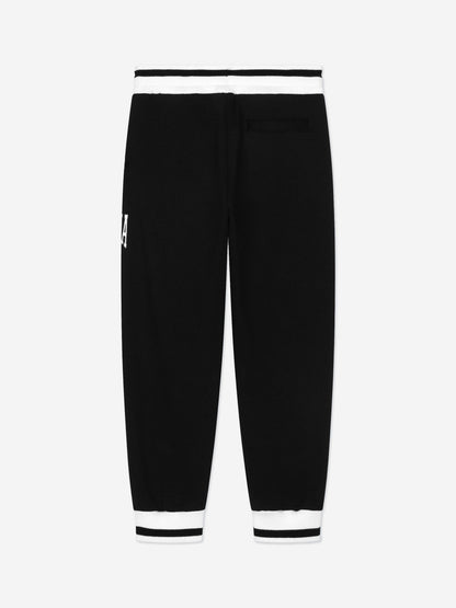 Dolce & Gabbana 男童黑色 Flock Logo 慢跑裤