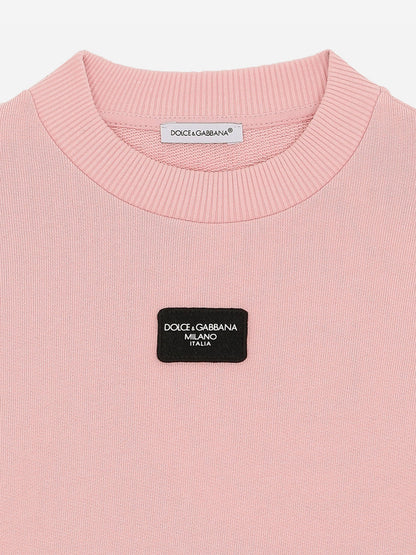Dolce & Gabbana 女童粉色徽标标签运动衫