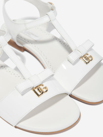 Dolce & Gabbana 女童白色漆皮凉鞋