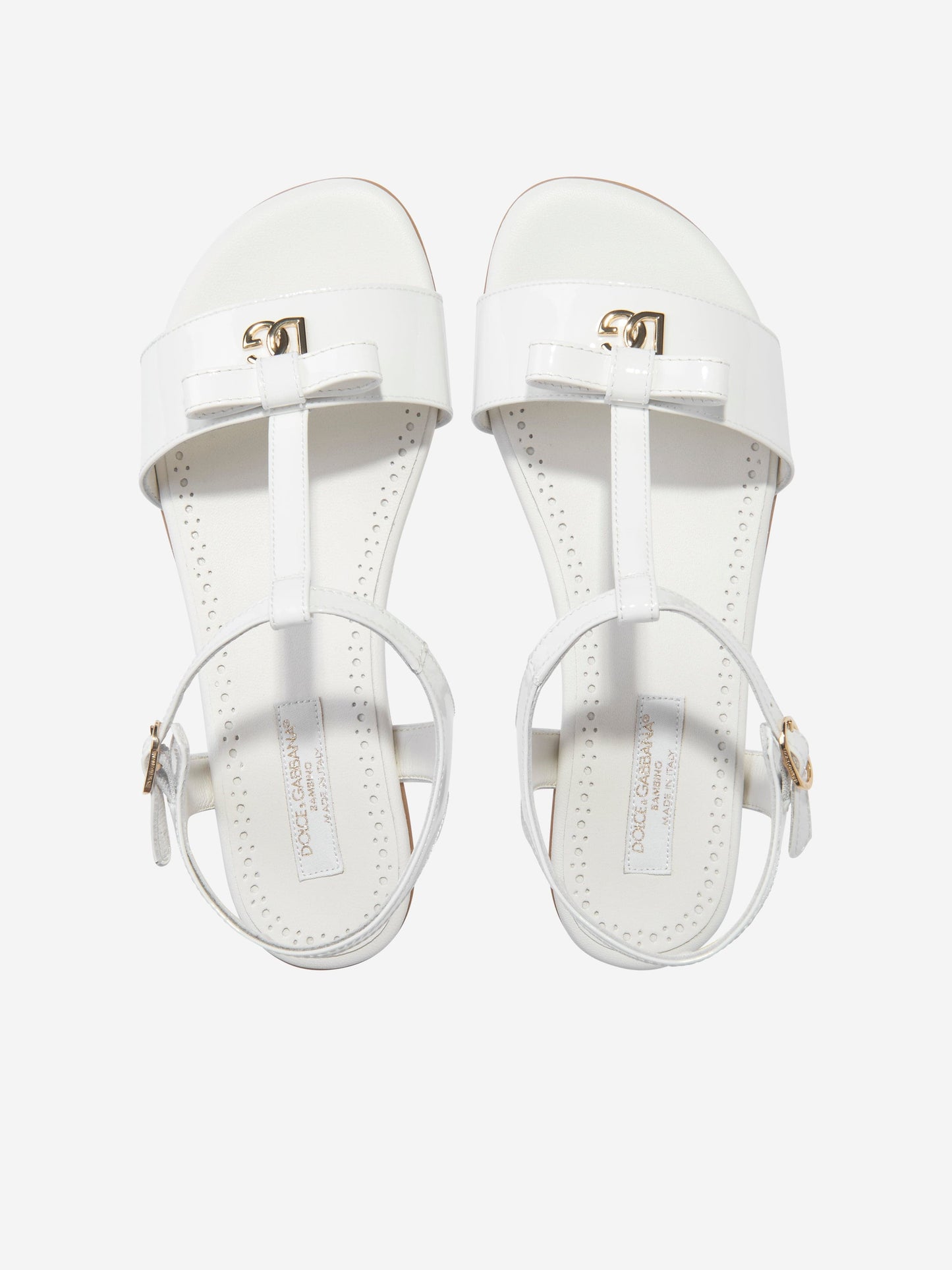 Dolce & Gabbana 女童白色漆皮凉鞋