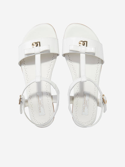 Dolce & Gabbana 女童白色漆皮凉鞋