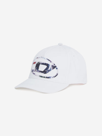 Diesel Kids 椭圆形 D 标志棒球帽（白色）