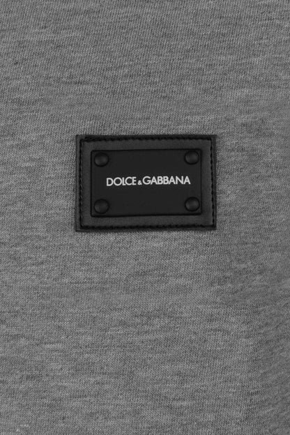 Dolce & Gabbana 男童棉质平纹针织徽标 T 恤（灰色）