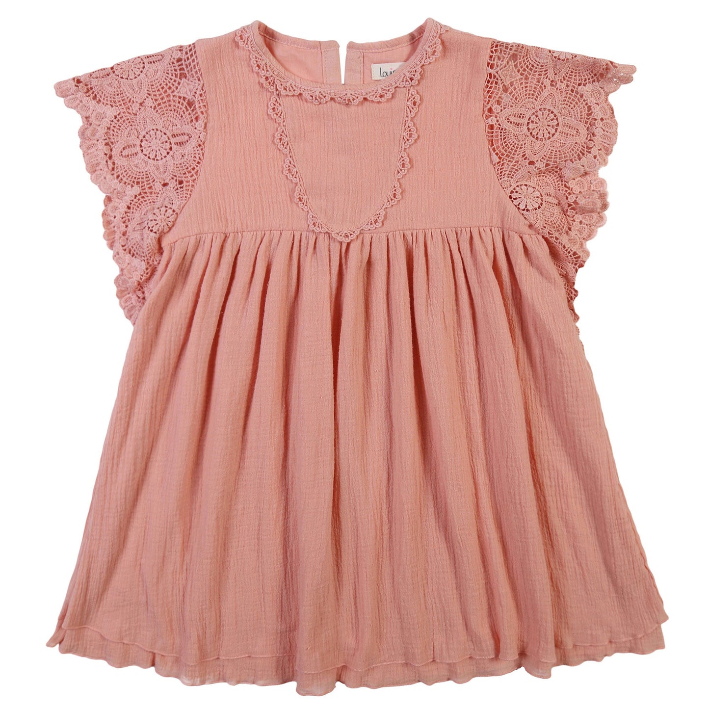 Girls Pink Frilled Sleeved Cotton 'Juliaca' Dress