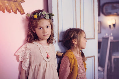 Girls Pink Frilled Sleeved Cotton 'Juliaca' Dress