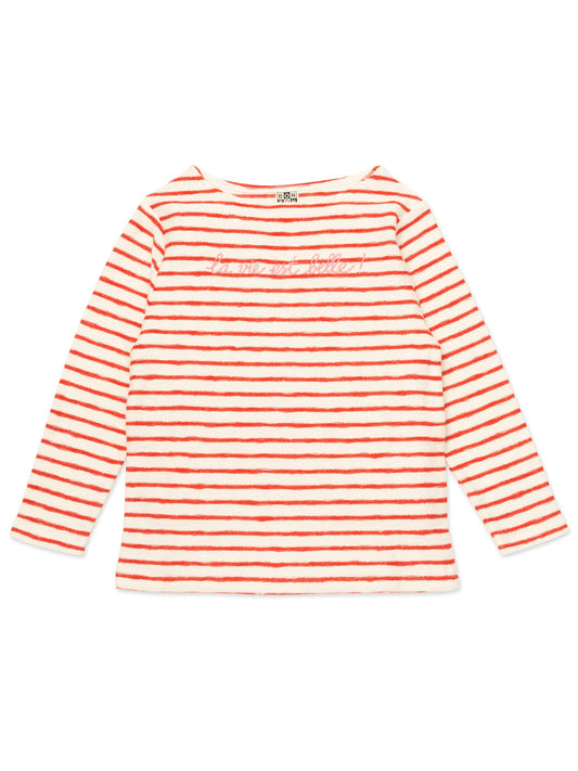 Girls Red Stripe Cotton T-Shirt