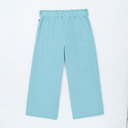 女童蓝色棉长裤