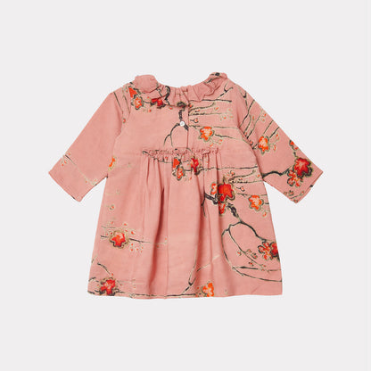 女婴粉色印花连衣裙