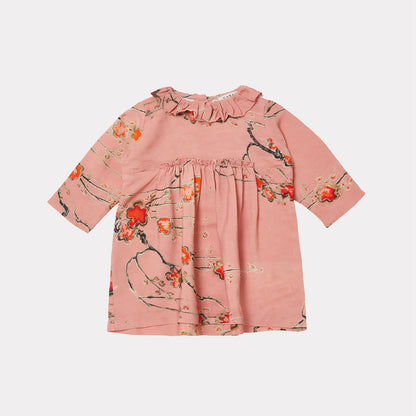 女婴粉色印花连衣裙