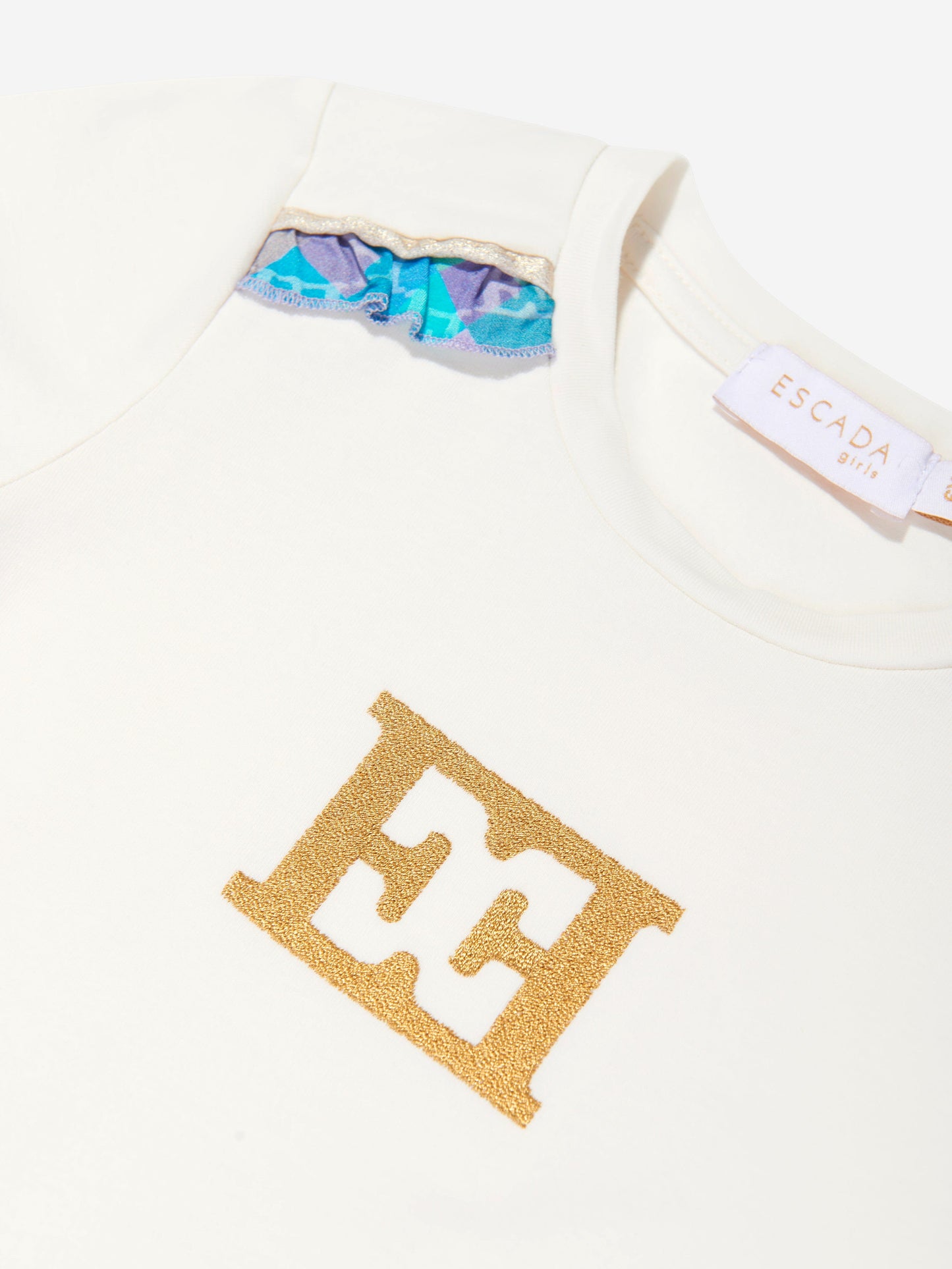 Escada 女童白色徽标 T 恤连衣裙