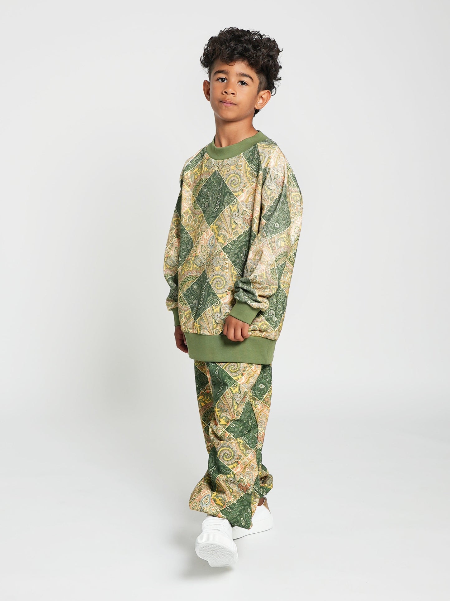 Etro Boys 绿色佩斯利花纹运动衫
