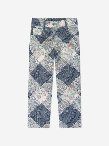 Etro 女童蓝色佩斯利长裤