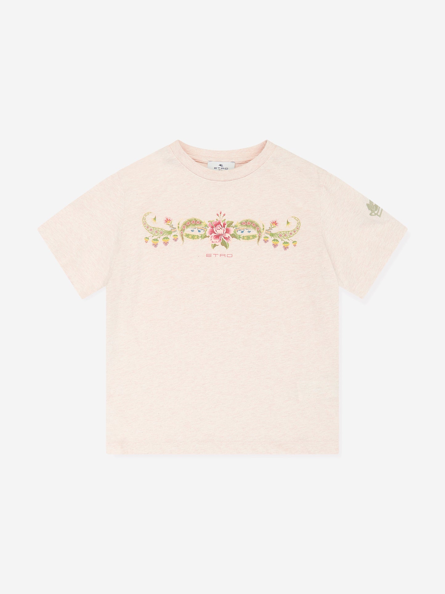 Etro 女童花卉徽标 T 恤（米色）