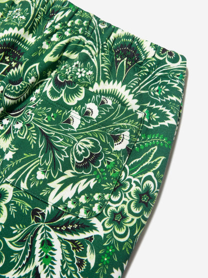 Etro Boys 绿色花卉佩斯利慢跑裤