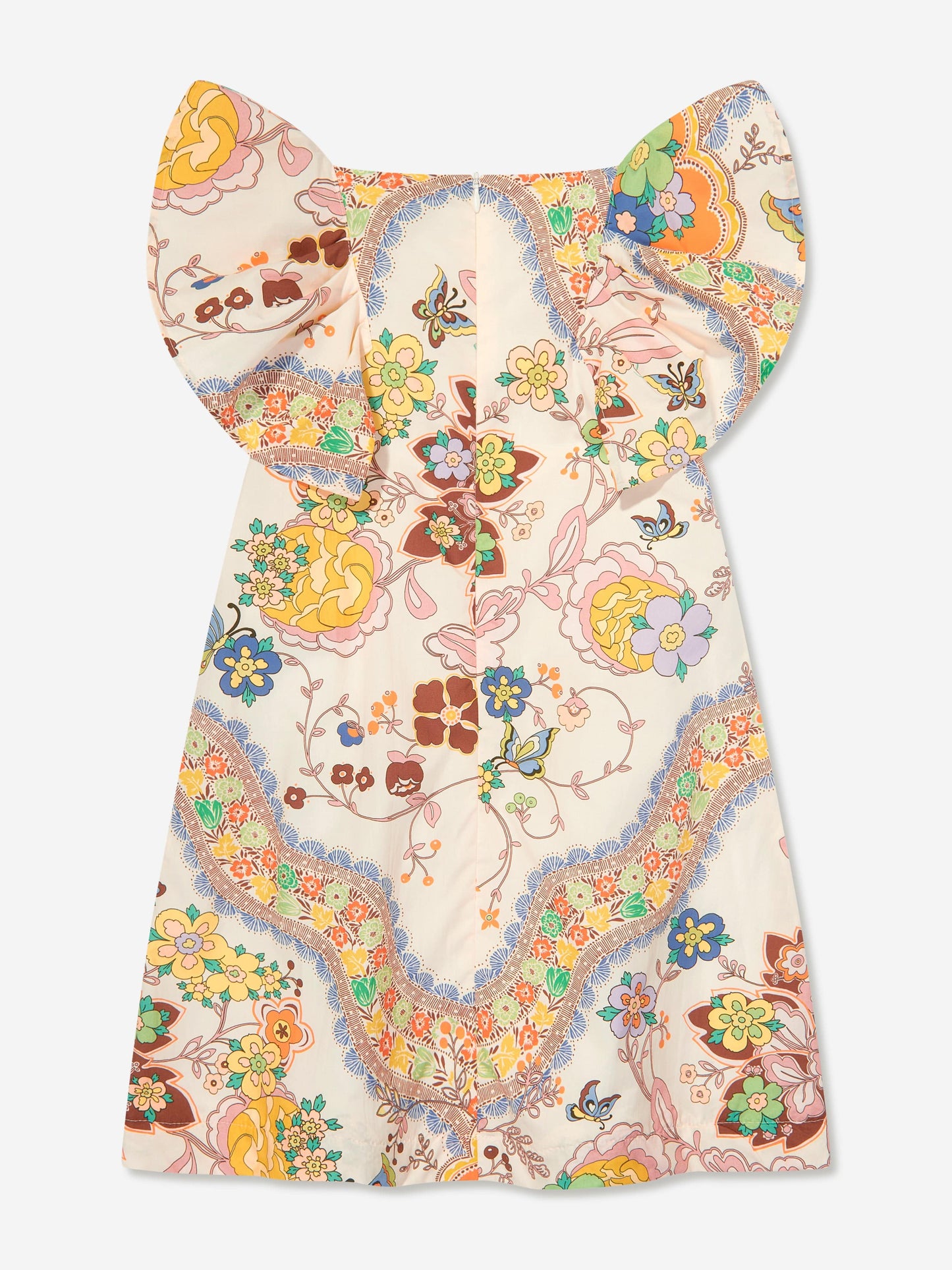 Girls Floral Print Dress in Ivory