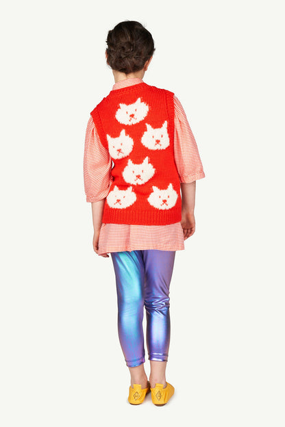 女童红色小格子连衣裙