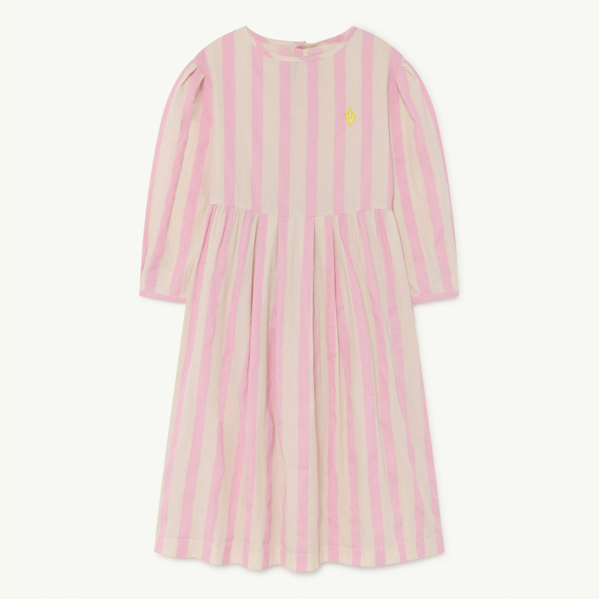 女童粉色条纹棉连衣裙