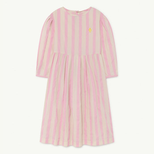 女童粉色条纹棉连衣裙