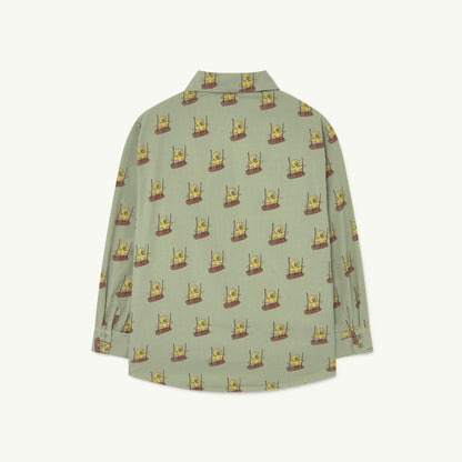 儿童绿色印花棉衬衫