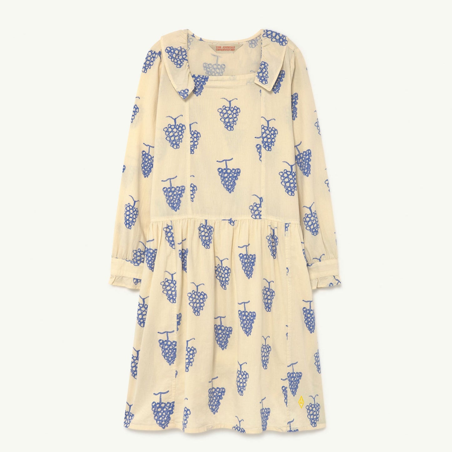 女童白色葡萄印花棉连衣裙