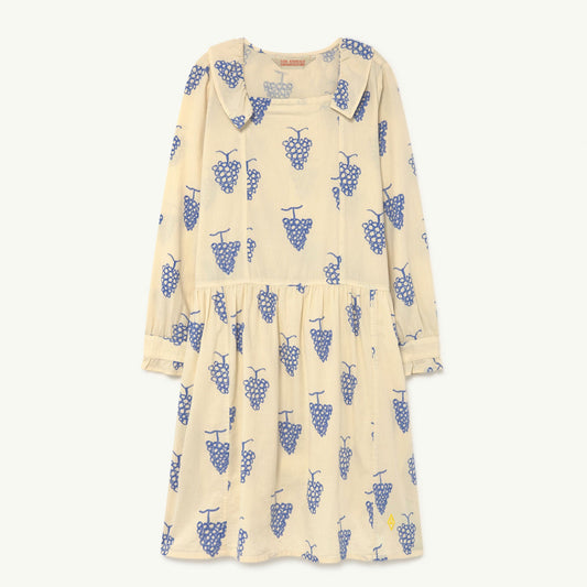 女童白色葡萄印花棉连衣裙